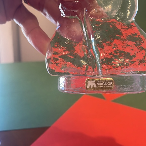 Magnor Norway Snowman Candle Holder Votive Handlaget Krystal Pair of 2 - Picture 3 of 7